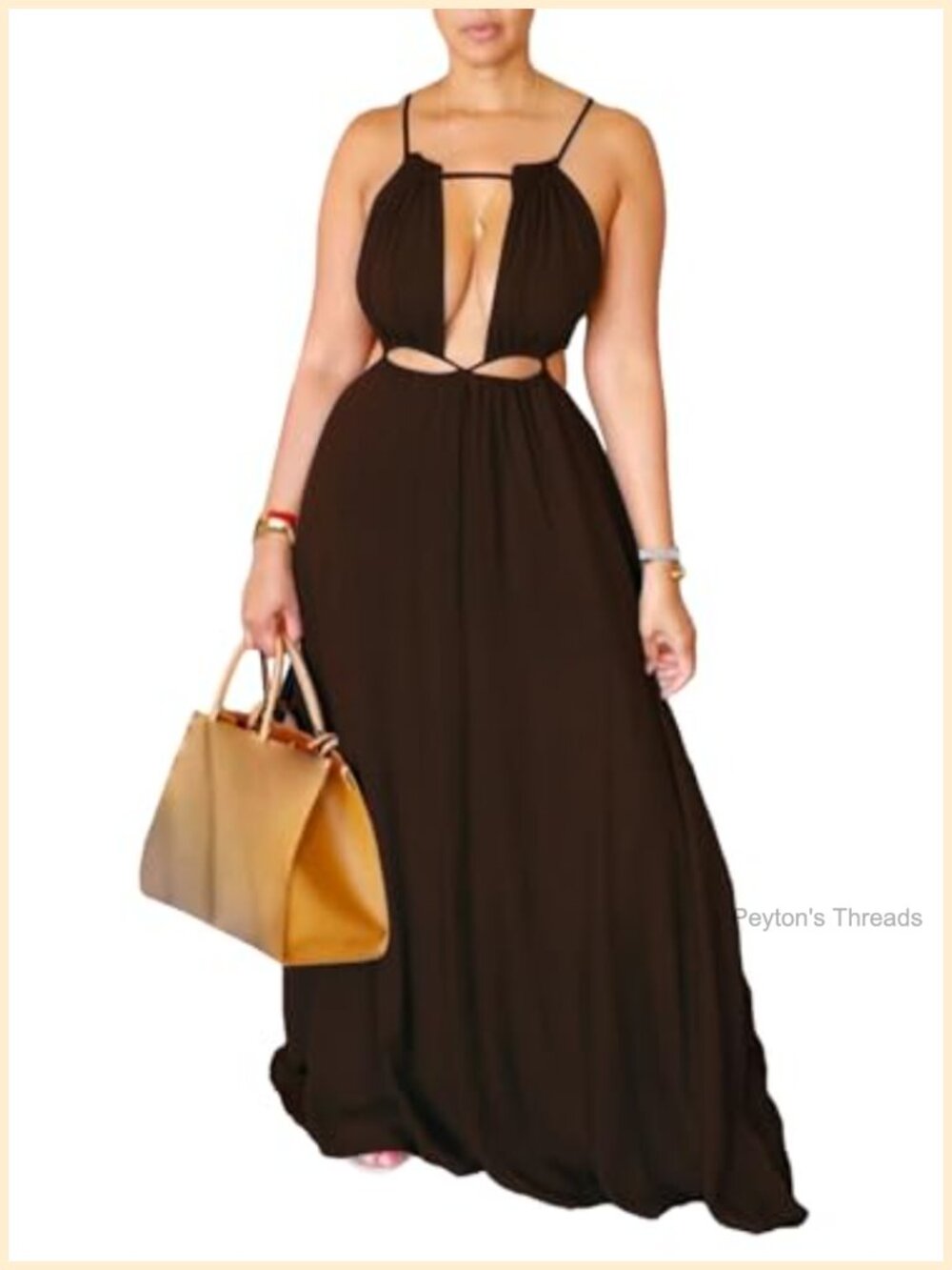 Unybwonn Women's Halter Maxi Sundress Cutout Boho Beach Vacation Dress